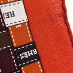 Hermes Carre 140 Bolduc AU Check Scarf Cashmere Silk Orange Multicolor — view 3