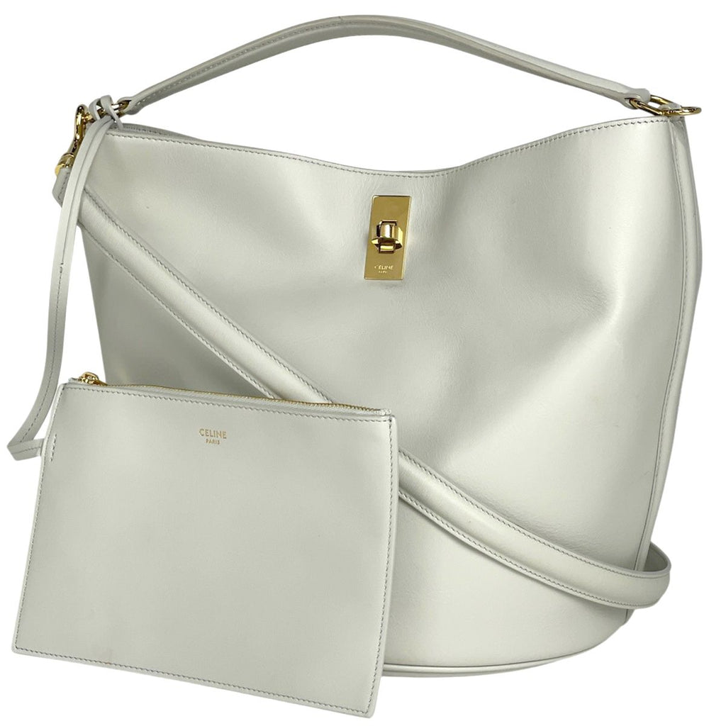 Celine Bucket 16 2-Way Shoulder Bag Leather White