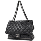Chanel CC Logo Chain Shoulder Bag Leather Black