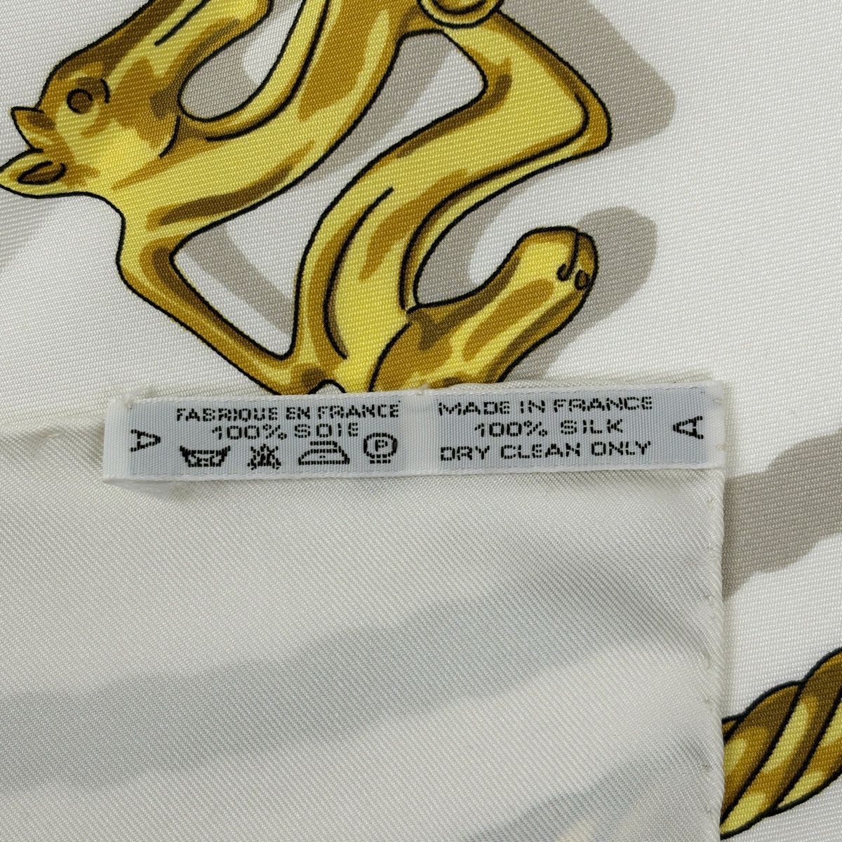 Hermes Carre 90 les Cavaliers D'or Yellow Gold Knight Scarf Silk White — view 2