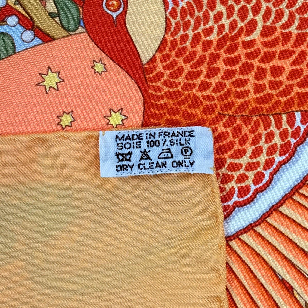 Hermes Carre 90 Axis Mundi Scarf Silk Orange Multicolor — view 2