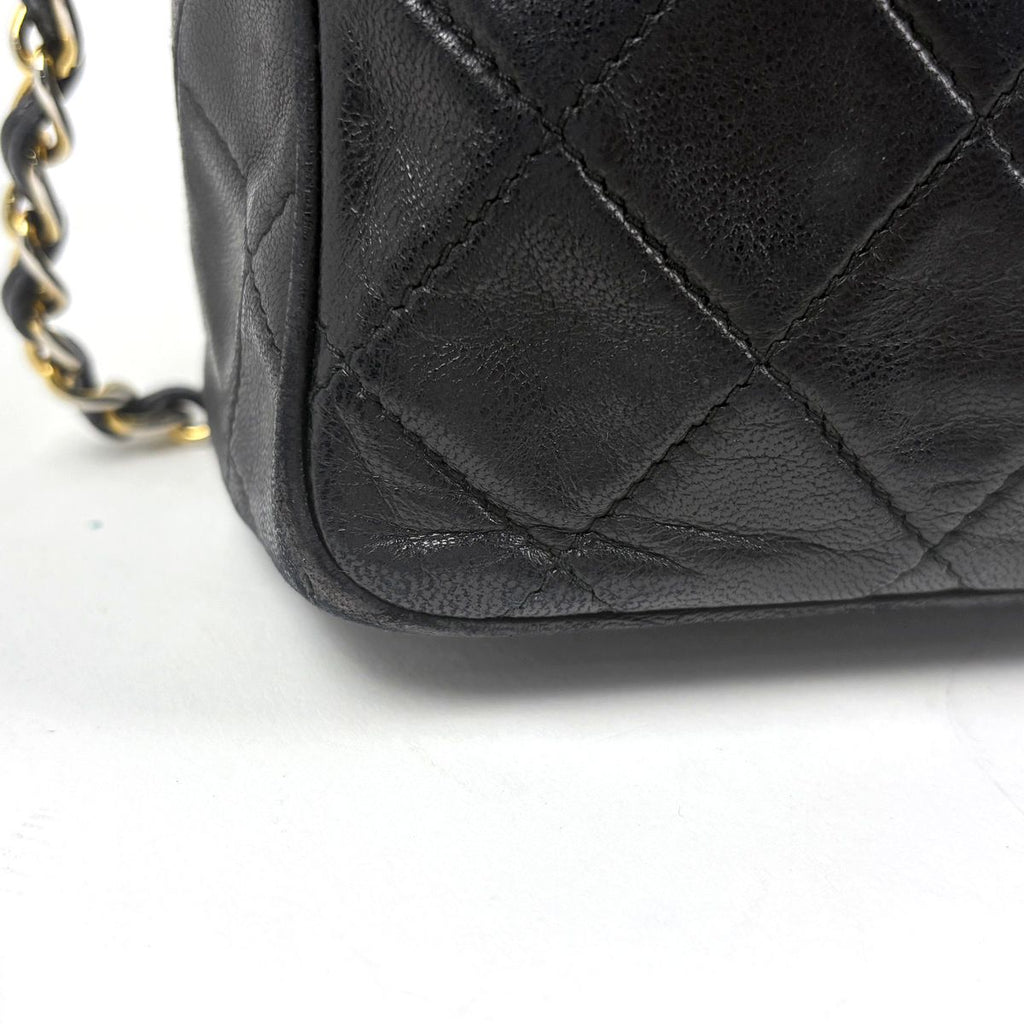 Chanel CC Logo Chain Shoulder Bag Quilted Fringe Leather Black — view 4