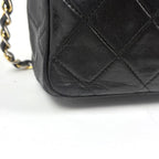 Chanel CC Logo Chain Shoulder Bag Quilted Fringe Leather Black — view 4