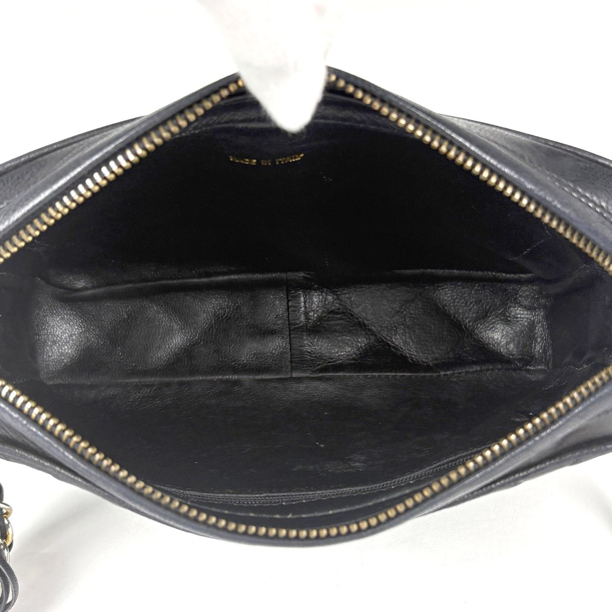 Chanel CC Logo Chain Shoulder Bag Quilted Fringe Leather Black — view 9