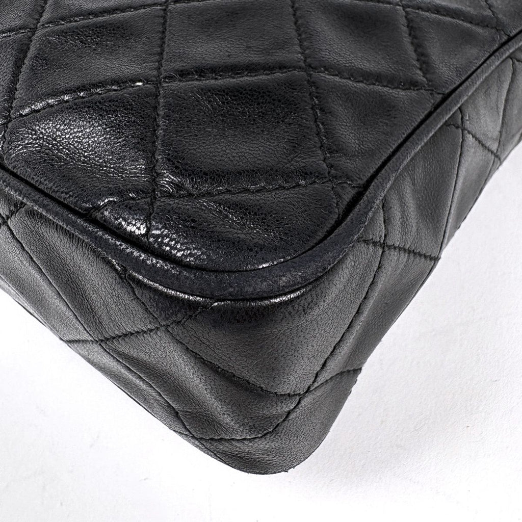 Chanel CC Logo Chain Shoulder Bag Quilted Fringe Leather Black — view 3