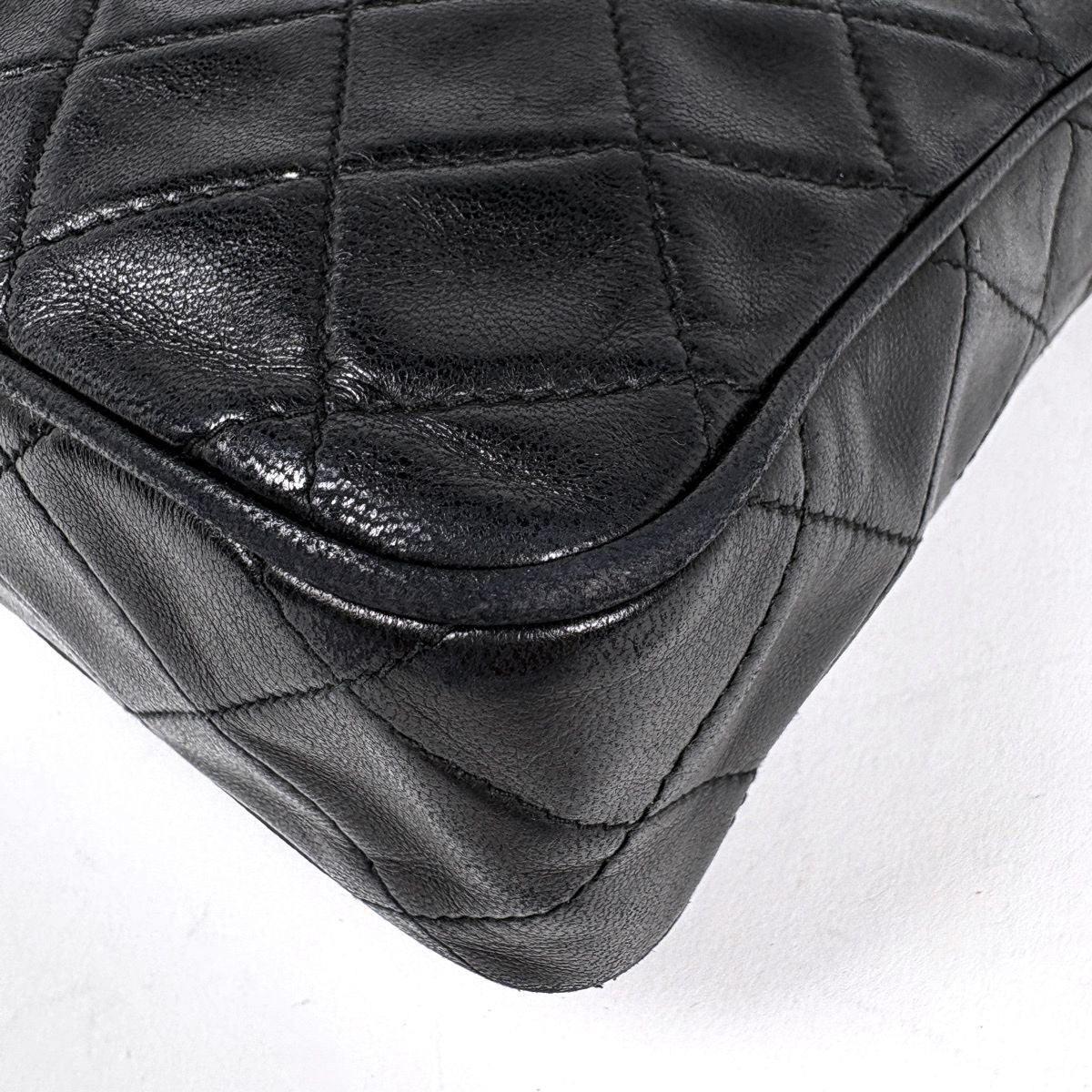 Chanel CC Logo Chain Shoulder Bag Quilted Fringe Leather Black — view 3