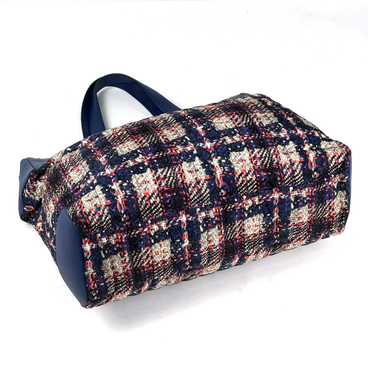 Chanel CC Logo Tote Tweed Print Nylon Navy Red Multicolor — view 2