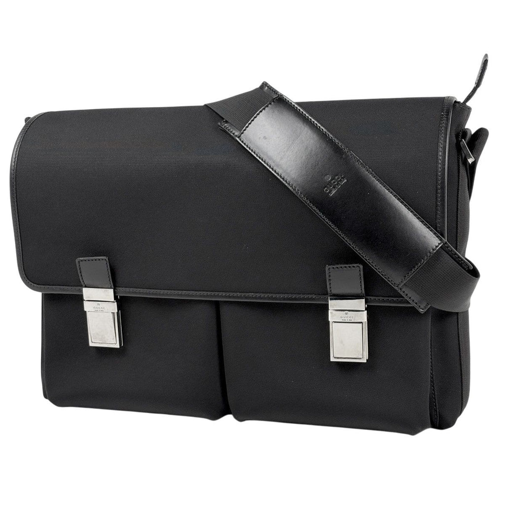 Gucci Logo Shoulder Bag Nylon Black