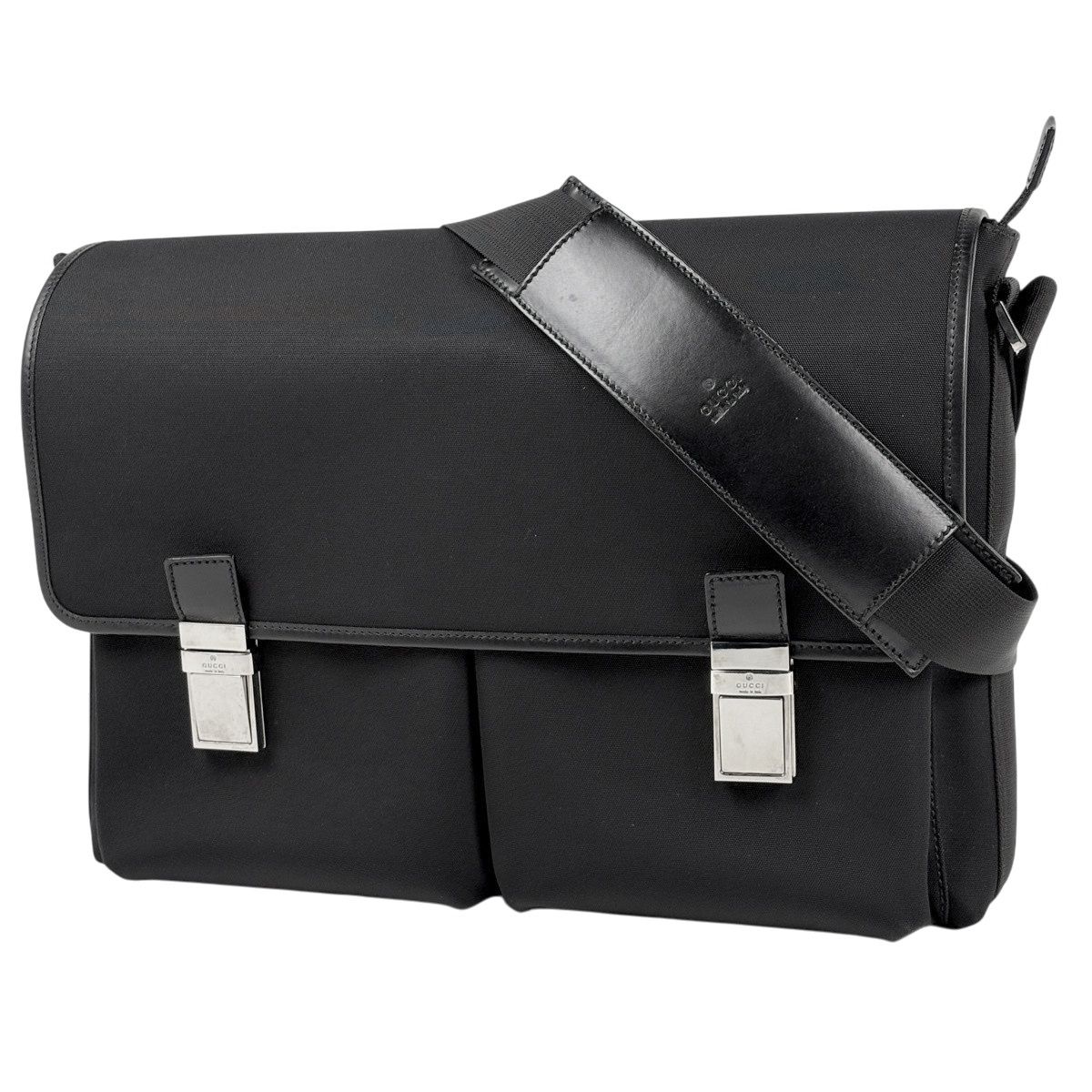 Gucci Logo Shoulder Bag Nylon Black