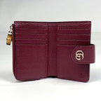 Gucci Double Compact Wallet Bifold Leather Bordeaux with Bamboo — view 6