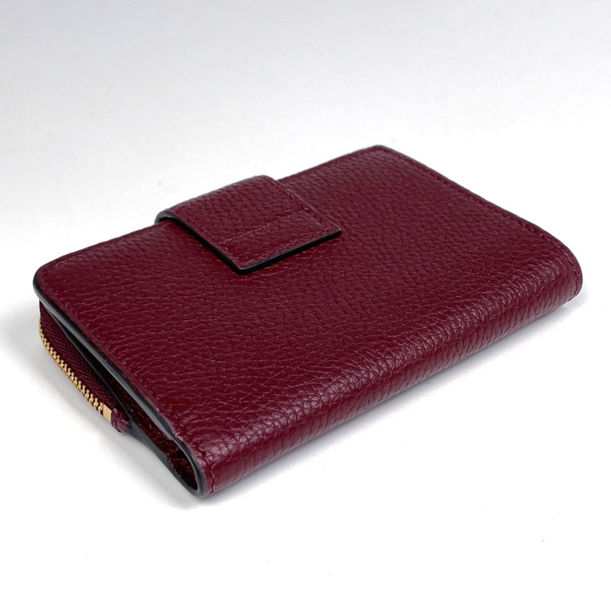 Gucci Double Compact Wallet Bifold Leather Bordeaux with Bamboo — view 2
