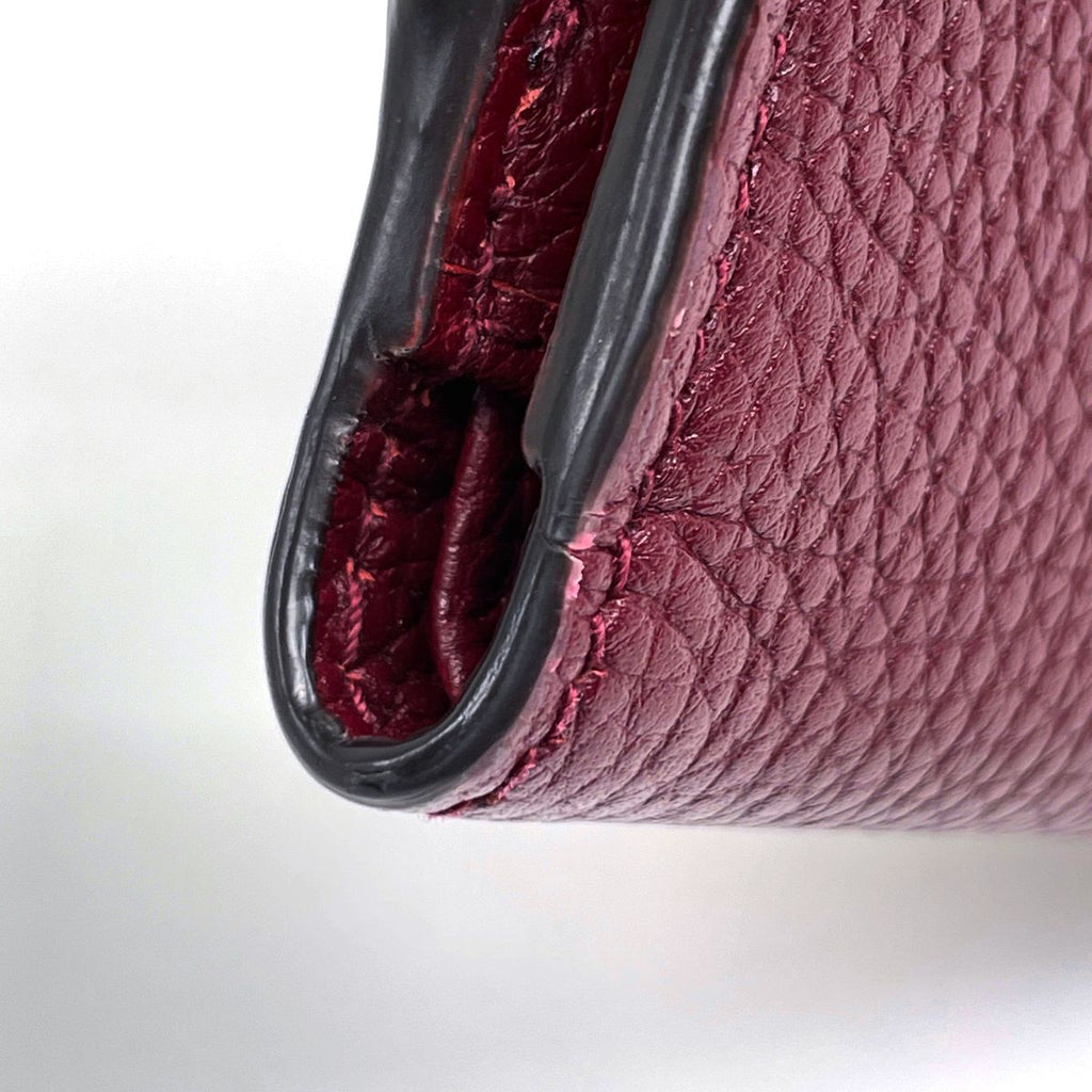 Gucci Double Compact Wallet Bifold Leather Bordeaux with Bamboo — view 3