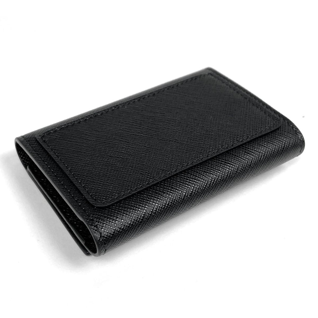 Prada Logo 6 Key Case Key Ring Leather Nero Key Holder — view 2