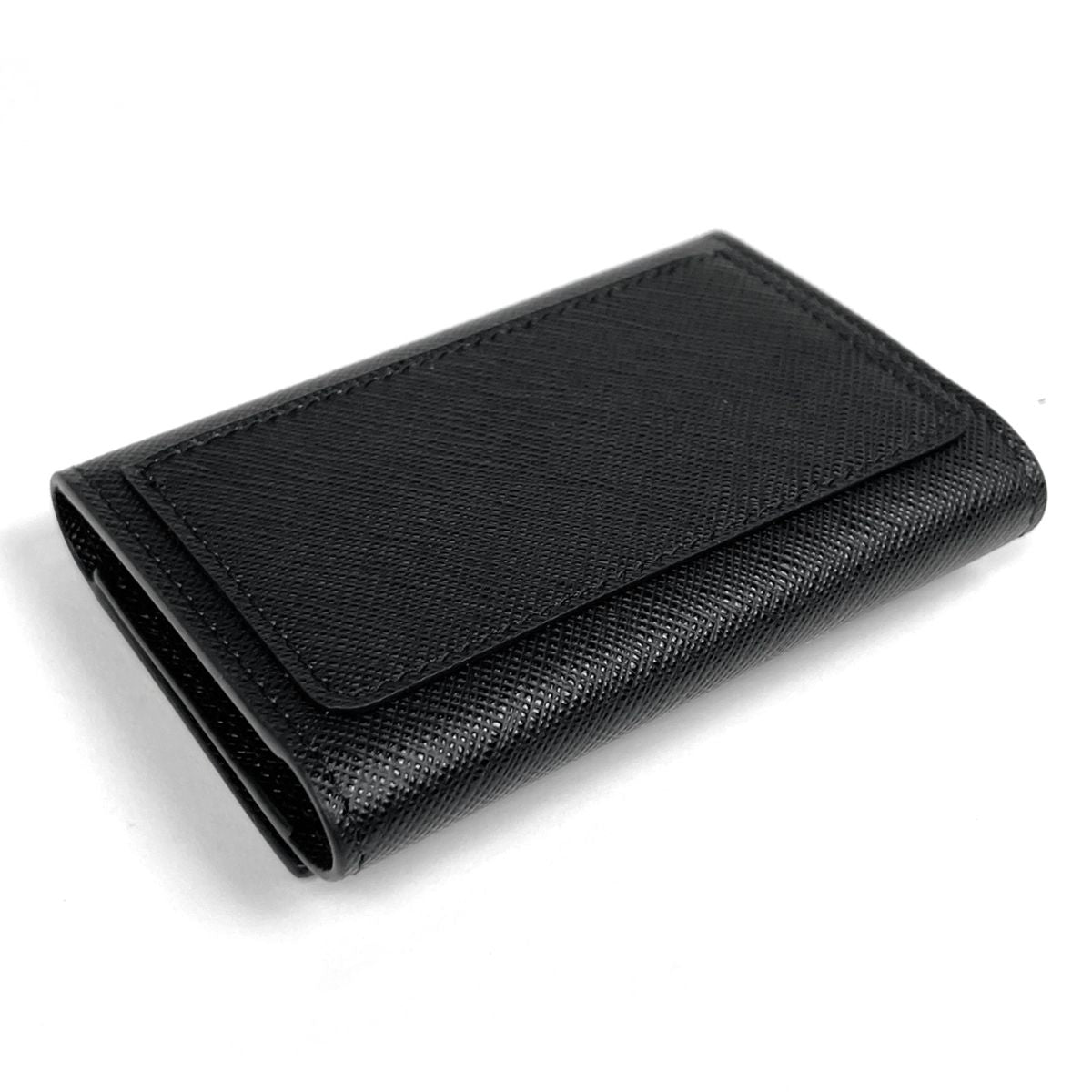 Prada Logo 6 Key Case Key Ring Leather Nero Key Holder — view 2