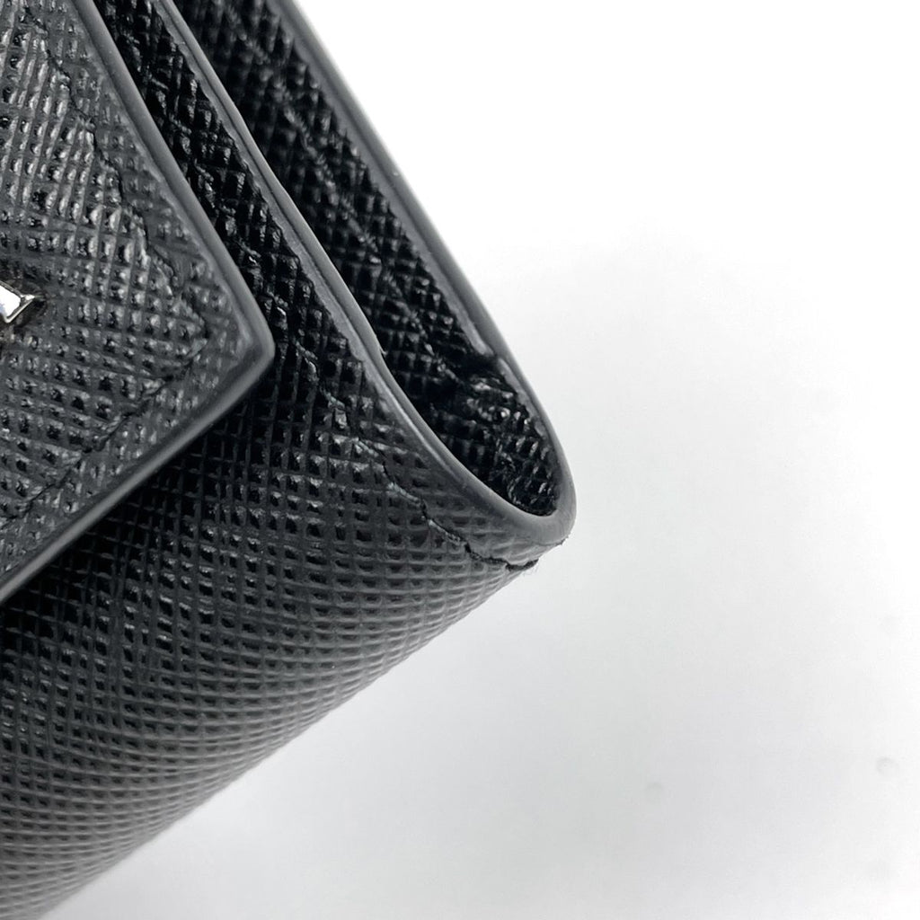 Prada Logo 6 Key Case Key Ring Leather Nero Key Holder — view 3