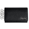 Prada Logo 6 Key Case Key Ring Leather Nero Key Holder