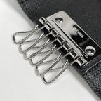 Prada Logo 6 Key Case Key Ring Leather Nero Key Holder — view 4