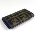 Fendi Zucca Pattern 6 Rows Key Case Key Hook Leather Brown Purple Key Holder — view 2