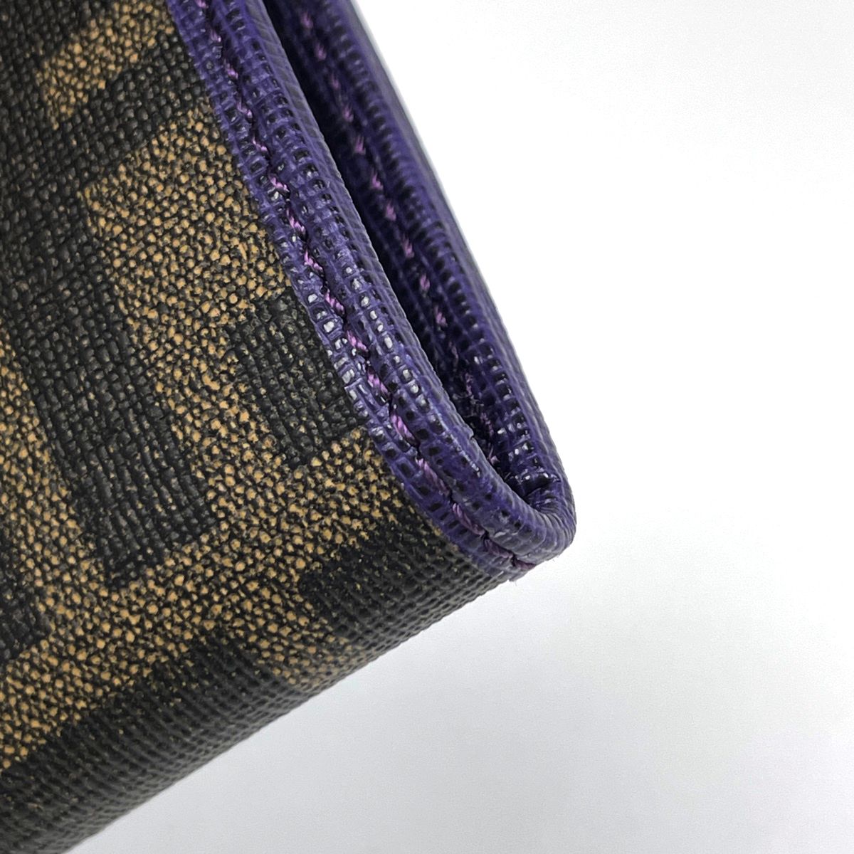 Fendi Zucca Pattern 6 Rows Key Case Key Hook Leather Brown Purple Key Holder — view 3