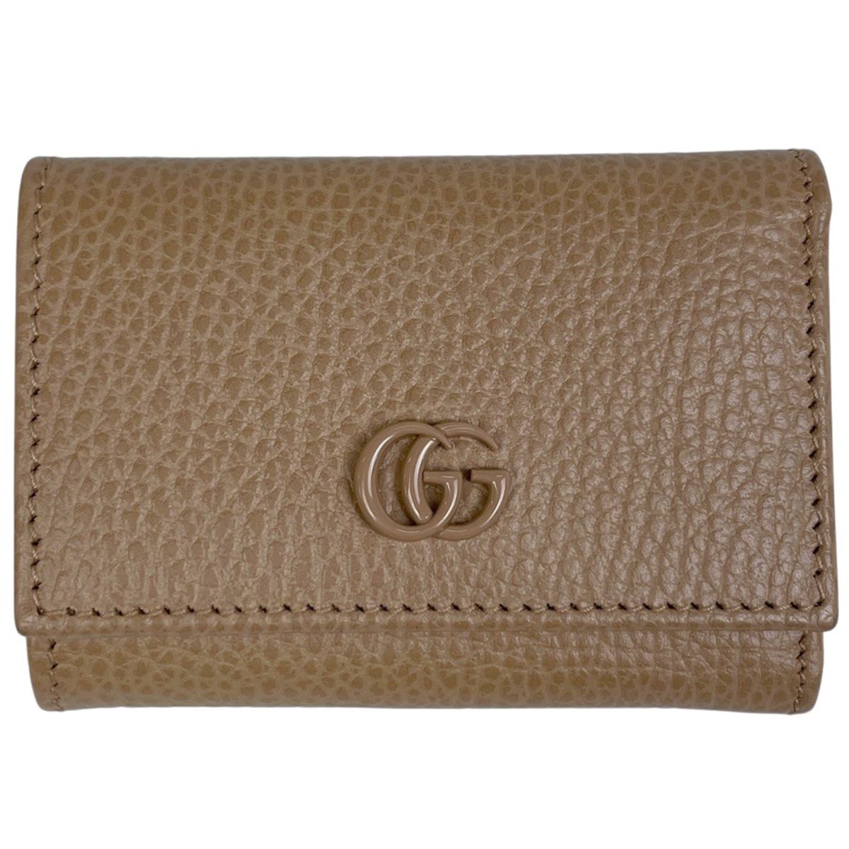 Gucci GG Marmont Compact Wallet Trifold Leather Beige