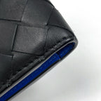 Bottega Veneta Intrecciato Bifold Wallet Bicolor Leather Black Blue — view 3