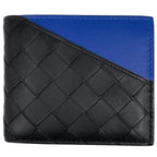 Bottega Veneta Intrecciato Bifold Wallet Bicolor Leather Black Blue