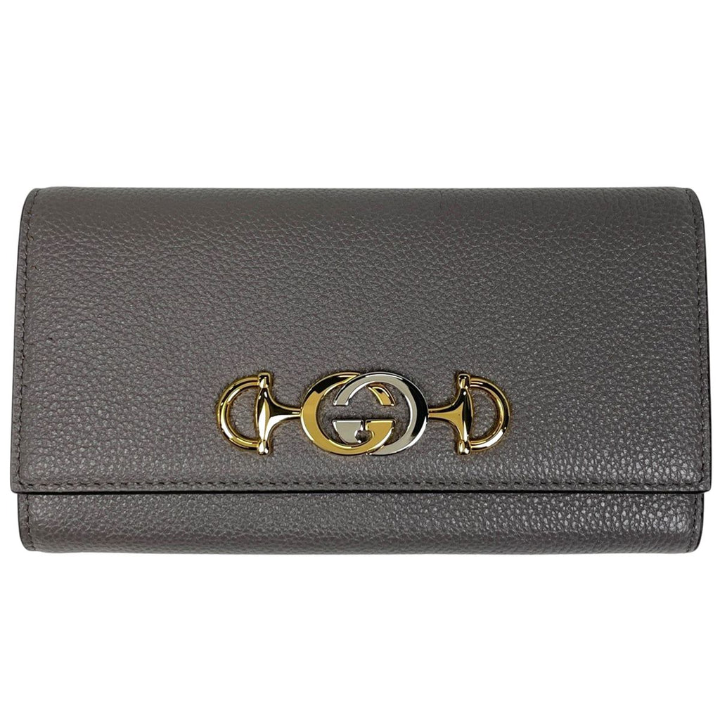 Gucci Zumi Continental Wallet Bifold Leather Gray