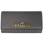 Gucci Zumi Continental Wallet Bifold Leather Gray