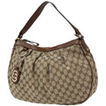 Gucci GG Pattern Ski Shoulder Bag Canvas Brown