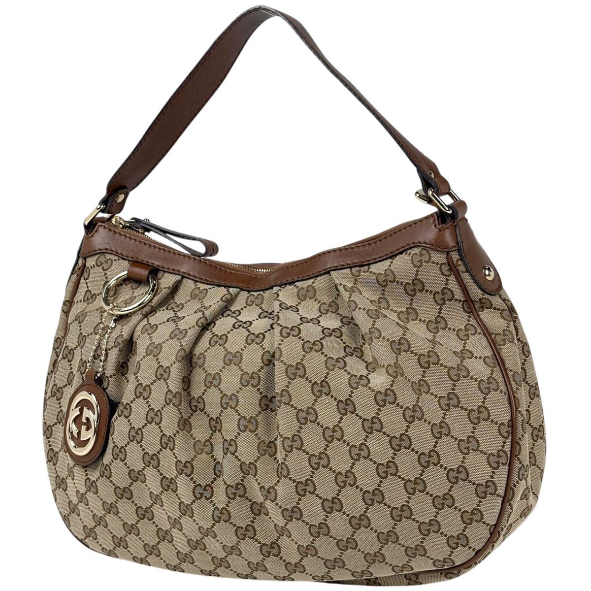 Gucci GG Pattern Ski Shoulder Bag Canvas Brown
