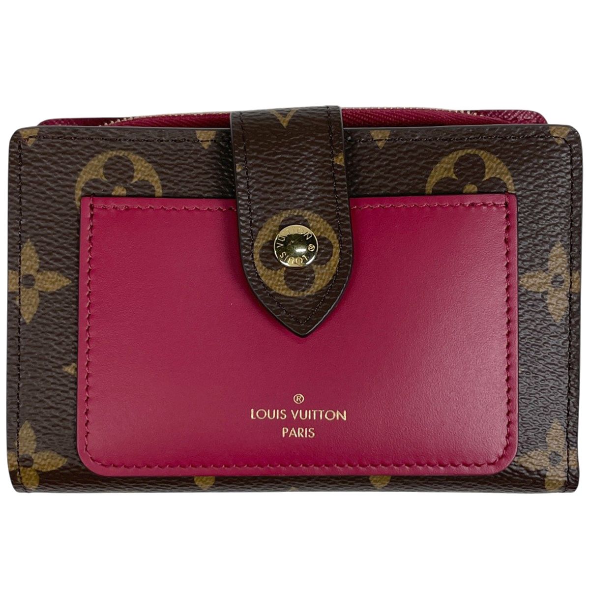 Louis Vuitton Portefeuille Juliette Bifold Wallet Monogram Brown Fuchsia
