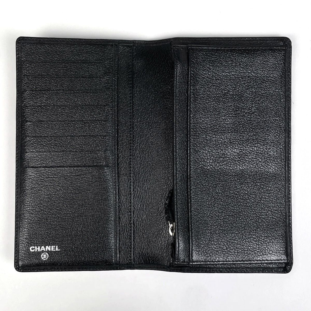 Chanel Camellia Bifold Wallet CC Logo Leather Black — view 6