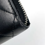 Chanel CC Logo L-shaped Zipper Wallet Quilted Leather Black — view 3