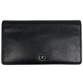 Chanel Coco Button Bifold Wallet CC Logo Leather Black