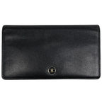Chanel Coco Button Bifold Wallet CC Logo Leather Black