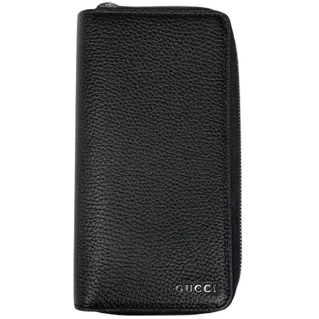 Gucci Logo Wallet Zip Around Leather Black