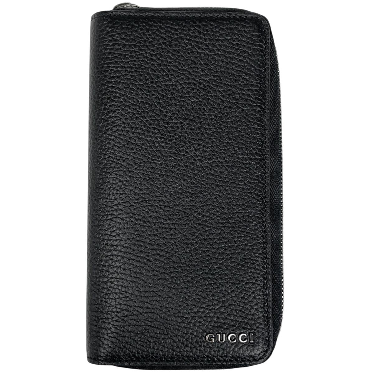 Gucci Logo Wallet Zip Around Leather Black