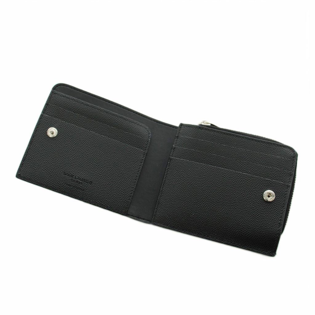 Saint Laurent Paris East West Zip Wallet Bifold Coin Purse Leather Black — view 5