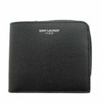 Saint Laurent Paris East West Zip Wallet Bifold Coin Purse Leather Black