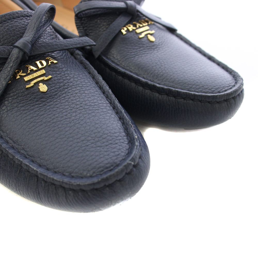 Prada Driving Shoes Flat Leather 36.5 Navy TK 52 — view 3