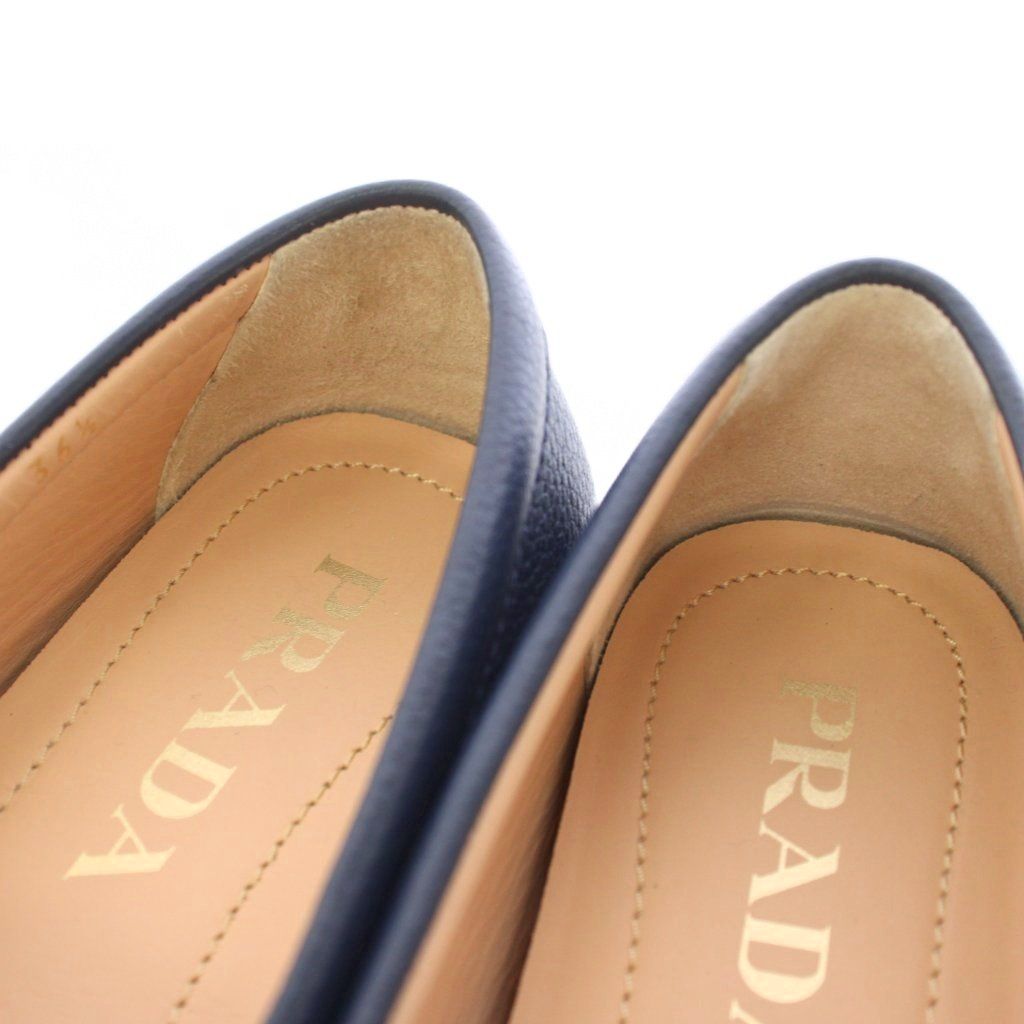 Prada Driving Shoes Flat Leather 36.5 Navy TK 52 — view 5