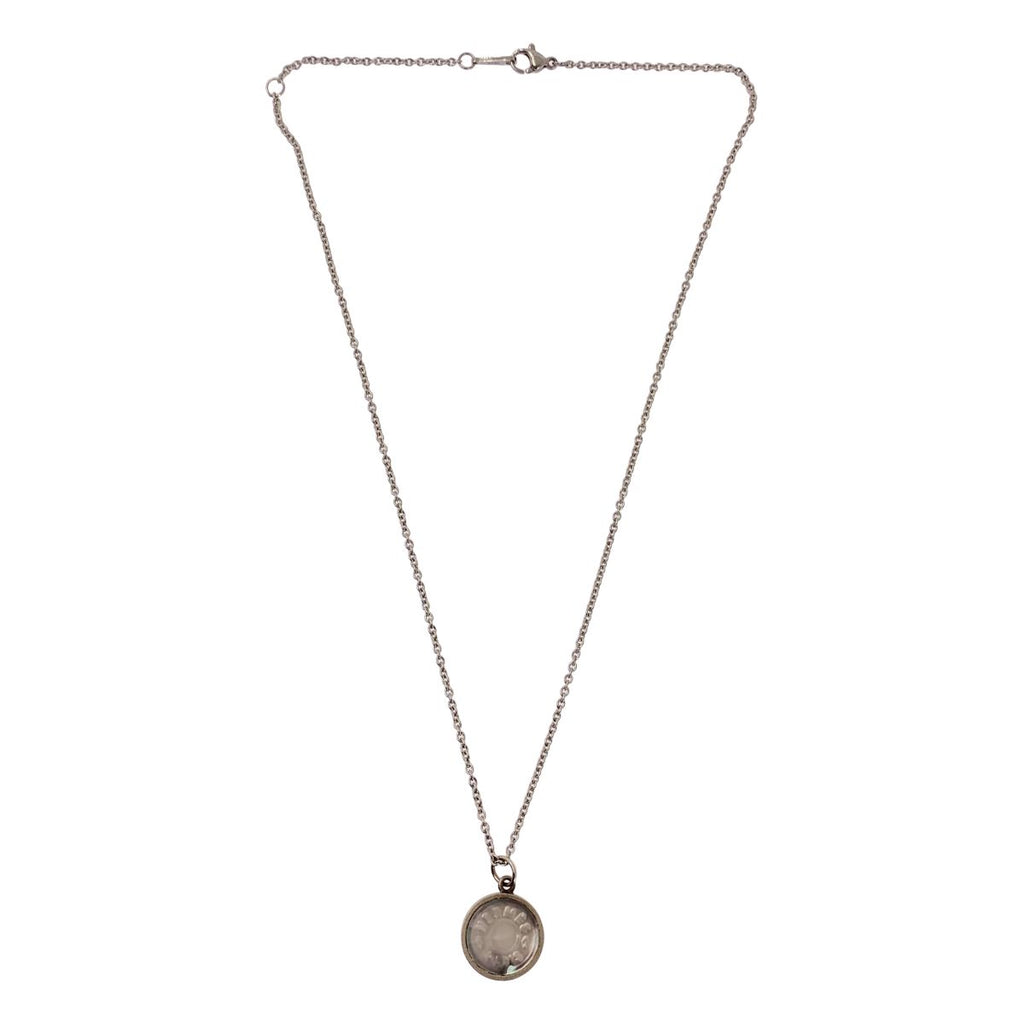 Hermes Bijouterie Fantaisie White Butterfly Coin Necklace Silver