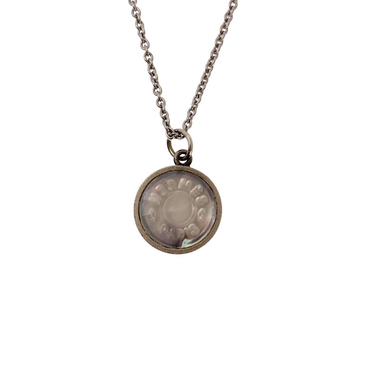 Hermes Bijouterie Fantaisie White Butterfly Coin Necklace Silver — view 2