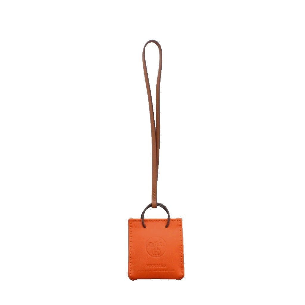 Hermes Sac Orange Bag Charm Strap Leather Agneau Milo RI — view 2