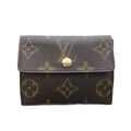 Louis Vuitton Coin Case Wallet Card Brown Snap Button Monogram Pattern RI