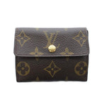 Louis Vuitton Coin Case Wallet Card Brown Snap Button Monogram Pattern RI
