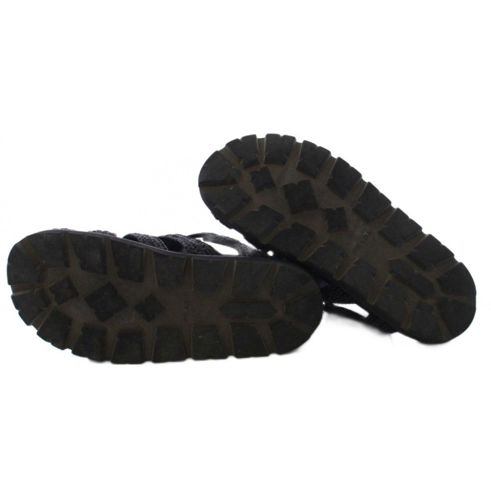 Prada Triangle Logo Raffia Monolith Crochet Cage Sandals 7.5 Black — view 6