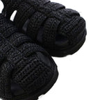 Prada Triangle Logo Raffia Monolith Crochet Cage Sandals 7.5 Black — view 4