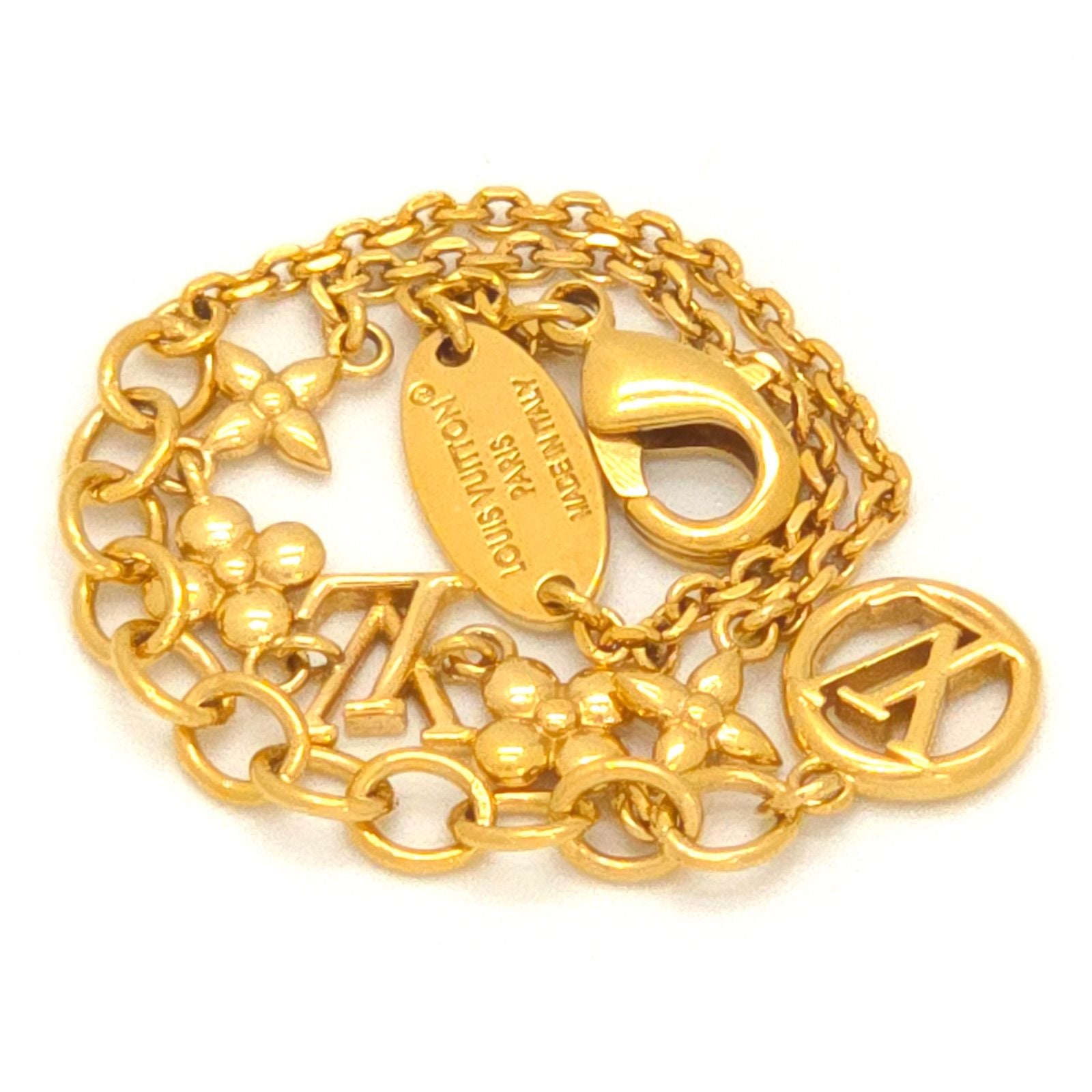 Louis Vuitton Baby Bracelet 15.2 18.7 cm Gold Color Metal LV Initial Monogram — view 5