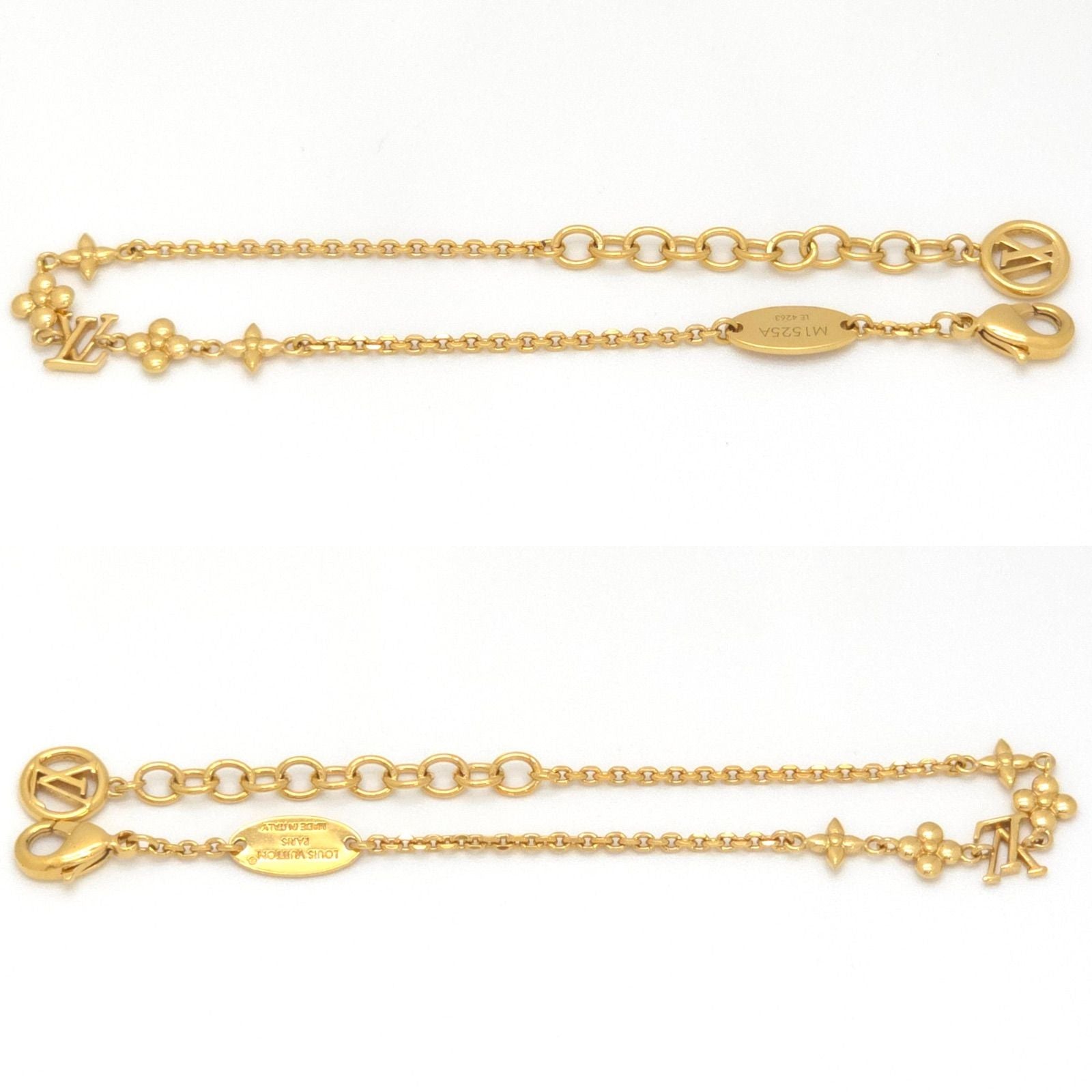 Louis Vuitton Baby Bracelet 15.2 18.7 cm Gold Color Metal LV Initial Monogram — view 3